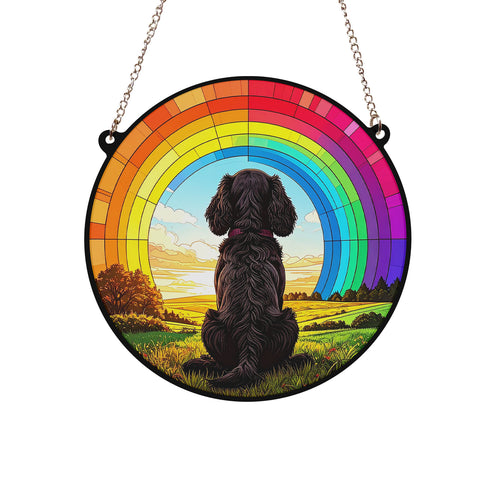 Cocker Spaniel Black Rainbow Bridge Stained Glass Effect Suncatcher